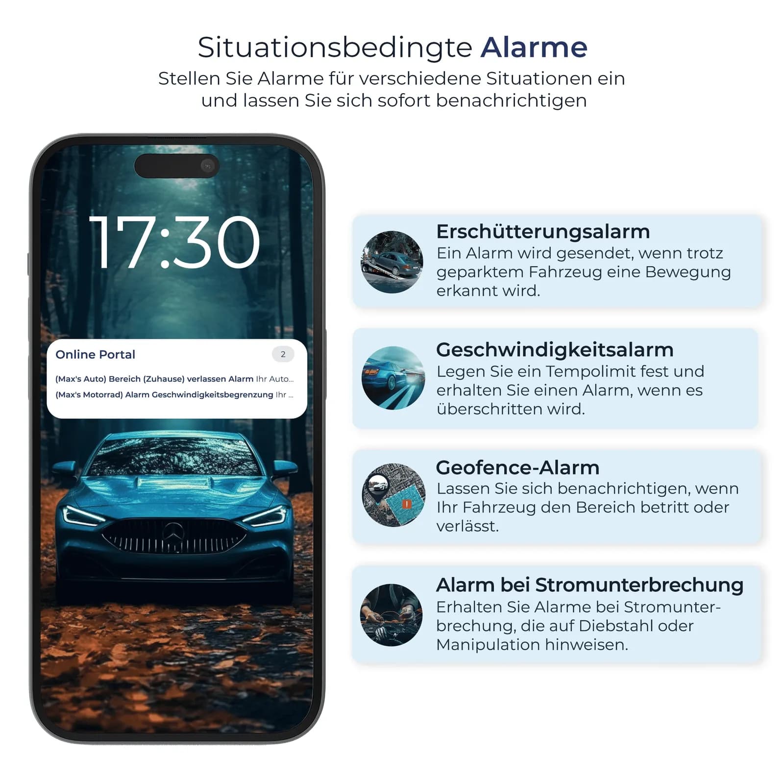 Salind 01 4G Alarme — Sabotage, Geozaun, Zündung an, Akkustand