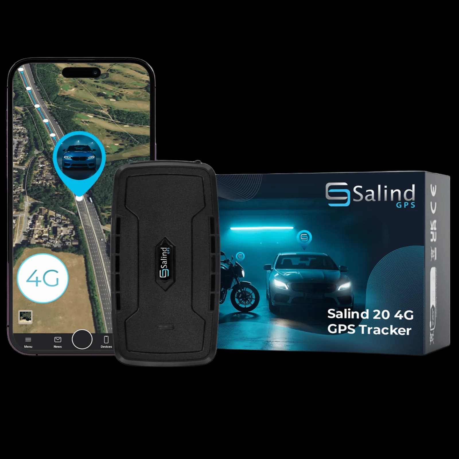 Salind 20 4G — long-life battery GPS tracker, front view