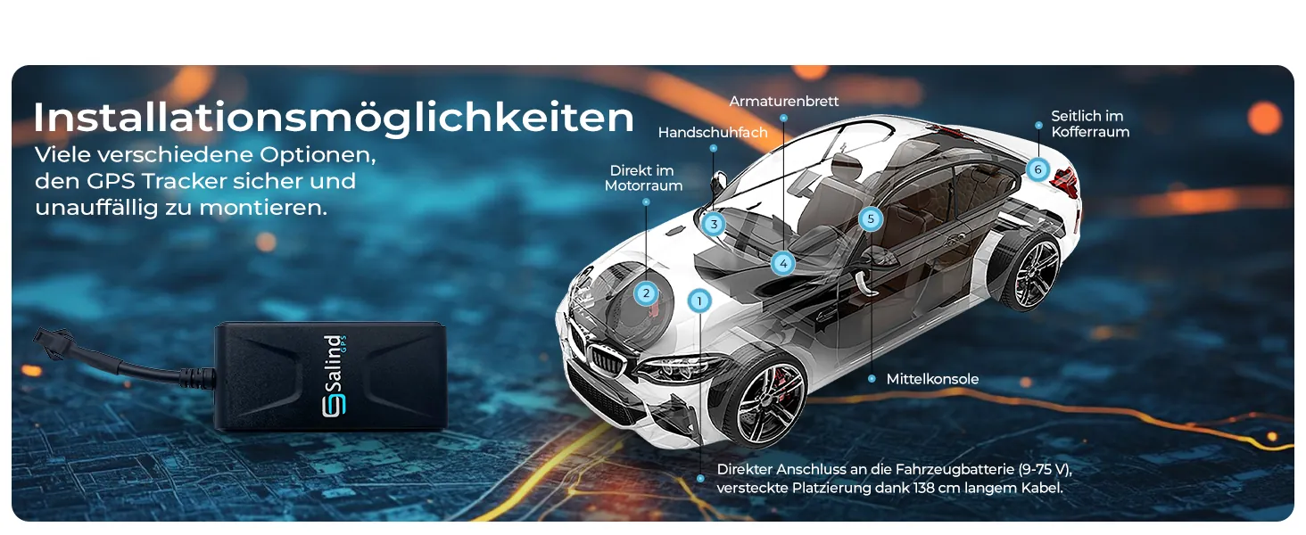 Einbauorte unter dem Armaturenbrett, in der Nähe der Sicherungsbox oder hinter einer Seitenverkleidung — drei Adern zur Fahrzeugbatterie.