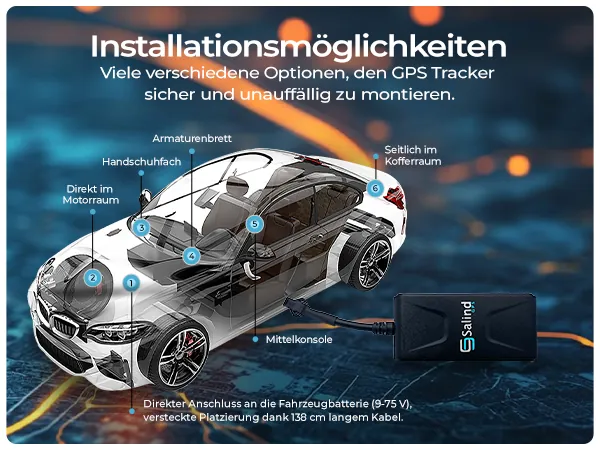 Einbauorte unter dem Armaturenbrett, in der Nähe der Sicherungsbox oder hinter einer Seitenverkleidung — drei Adern zur Fahrzeugbatterie.