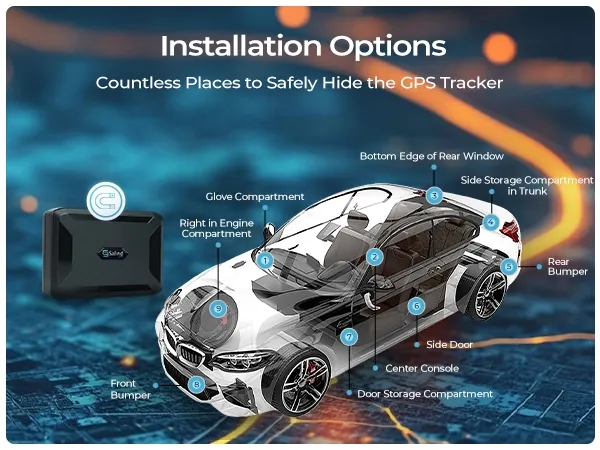 Options d'installation — aimant puissant pour fixation facile, d'innombrables endroits pour cacher le tracker GPS en toute sécurité dans un véhicule