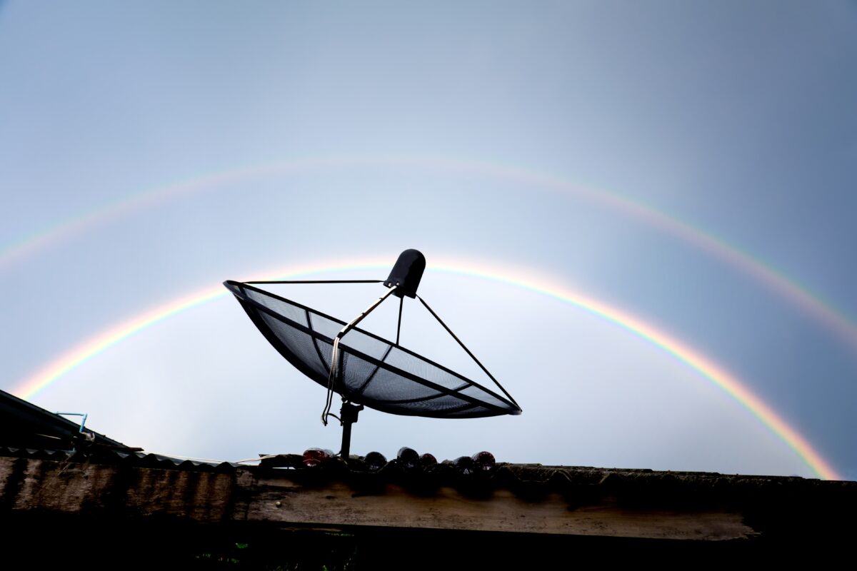 satellite dish on the roof against rainbow sky 2022 08 01 04 26 23 utc 1200x800 - Geostationary satellites - a normal satellite?